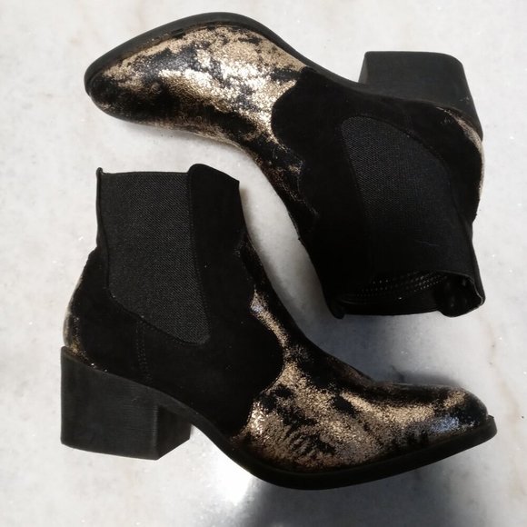 Groove Candace Faux Leather Gold Leaf Cowboy Boots Booties Ankle Boots Women Sz - Picture 6 of 14